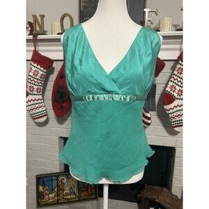 NWT Y2K Kenneth Cole Fairy Whimsy Artsy Romantic V Neck Tank Size 8 100% Silk